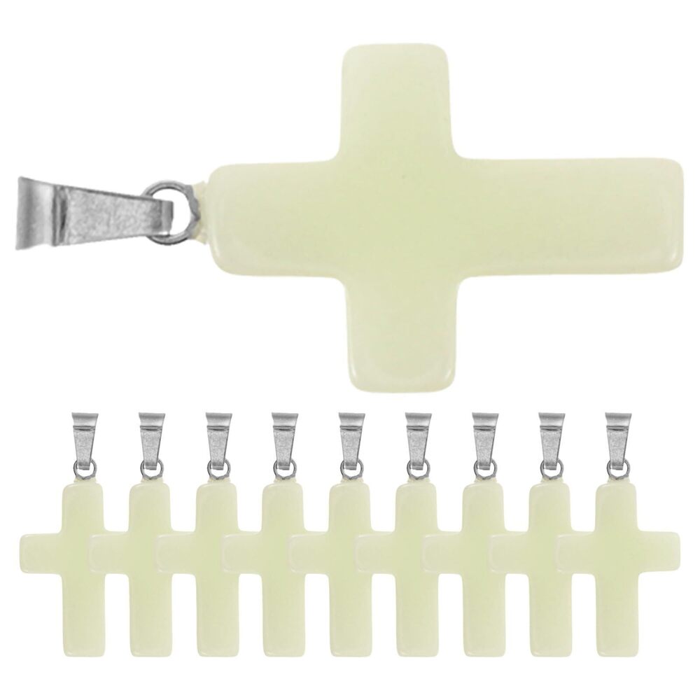 2094 10pcs Glow in the Dark Cross: Luminous Stone Pendant Cross Zipper Pull